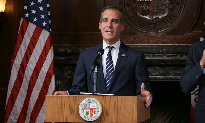 Mayor Garcetti at COVID-19 update.