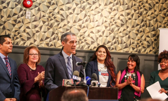 Mayor at Census Champions press conference.
