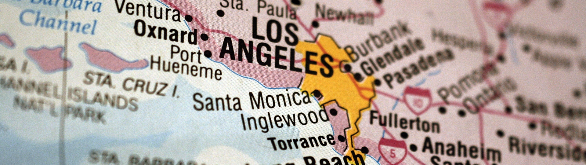 Banner of close up map of Los Angeles County highlighting Los Angeles and its surrounding municipalities.